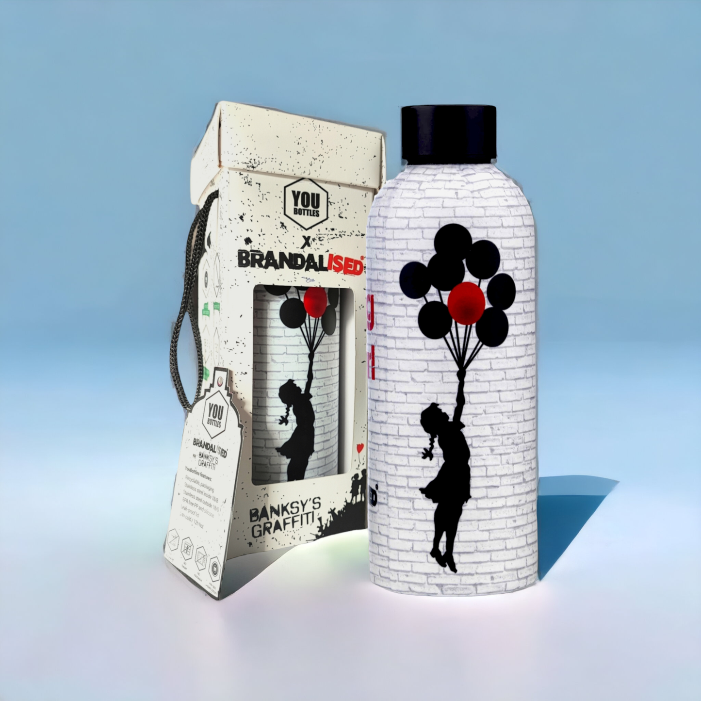 Banksy's Graffiti Borraccia "DUAL" - Flying Balloons Girl