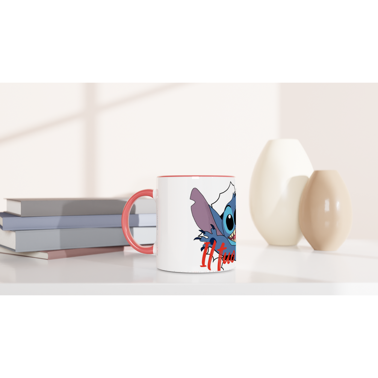 Tazza Stitch in ceramica con interno colorato da 325ml con il tuo nome