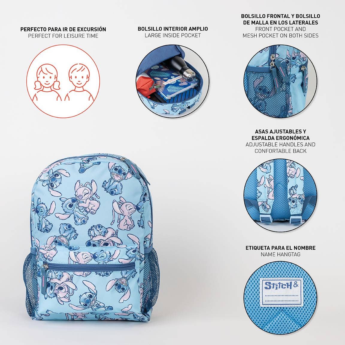 ZAINO PER IL TEMPO LIBERO PER BAMBINI CON STAMPA A PUNTO STITCH