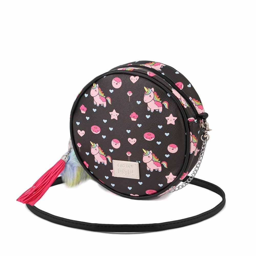 Oh My Pop! Popnicorn-Borsa a Tracolla Rotonda, Nero