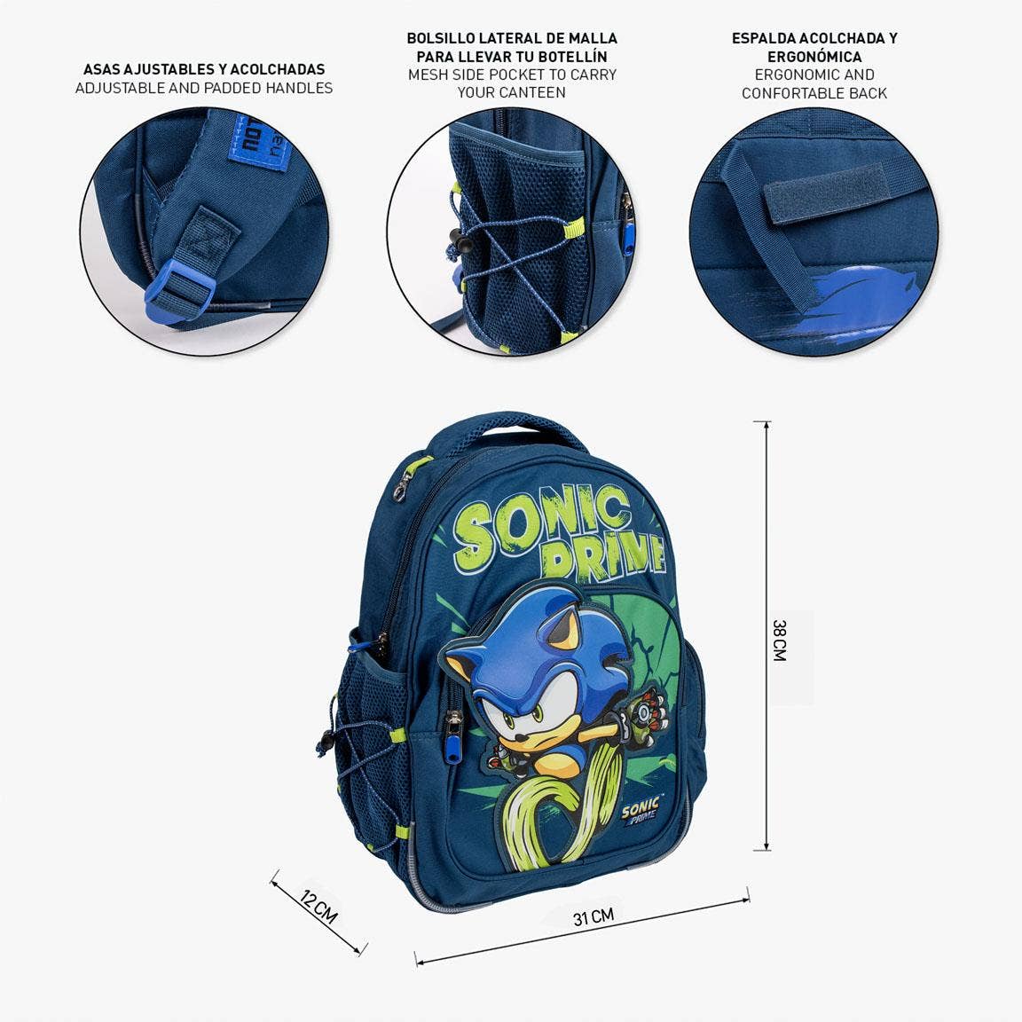 ZAINO DA SCUOLA MEDIO 38 CM SONIC PRIME