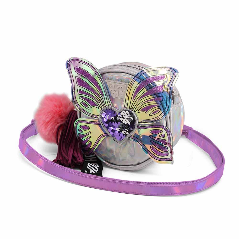 Oh My Pop! Wings-Borsa a Tracolla Rotonda Piccola, Argento