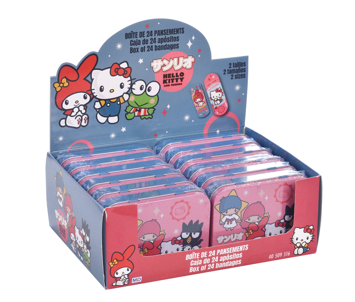 Scatola metallica Hello Kitty & Friends con 24 cerotti