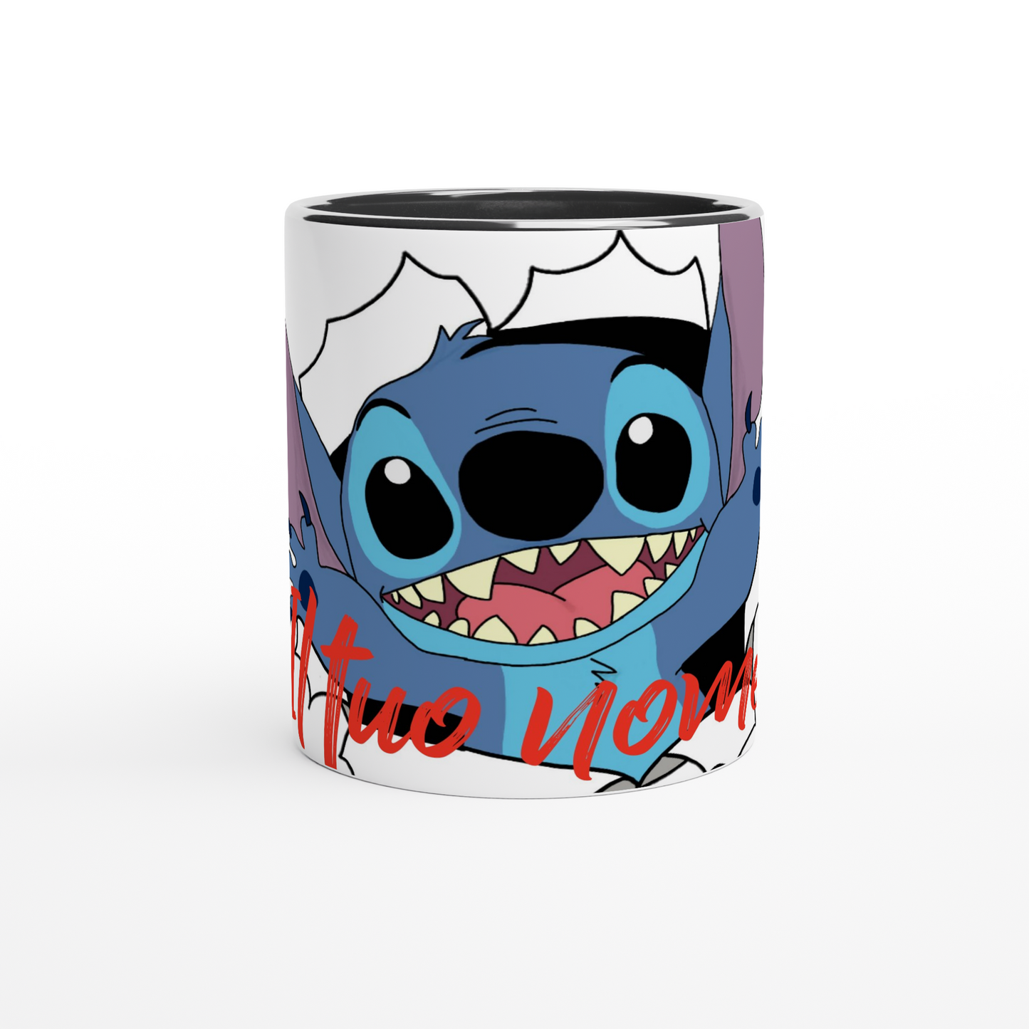 Tazza Stitch in ceramica con interno colorato da 325ml con il tuo nome