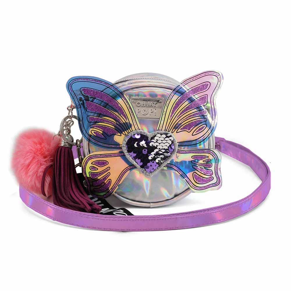 Oh My Pop! Wings-Borsa a Tracolla Rotonda Piccola, Argento