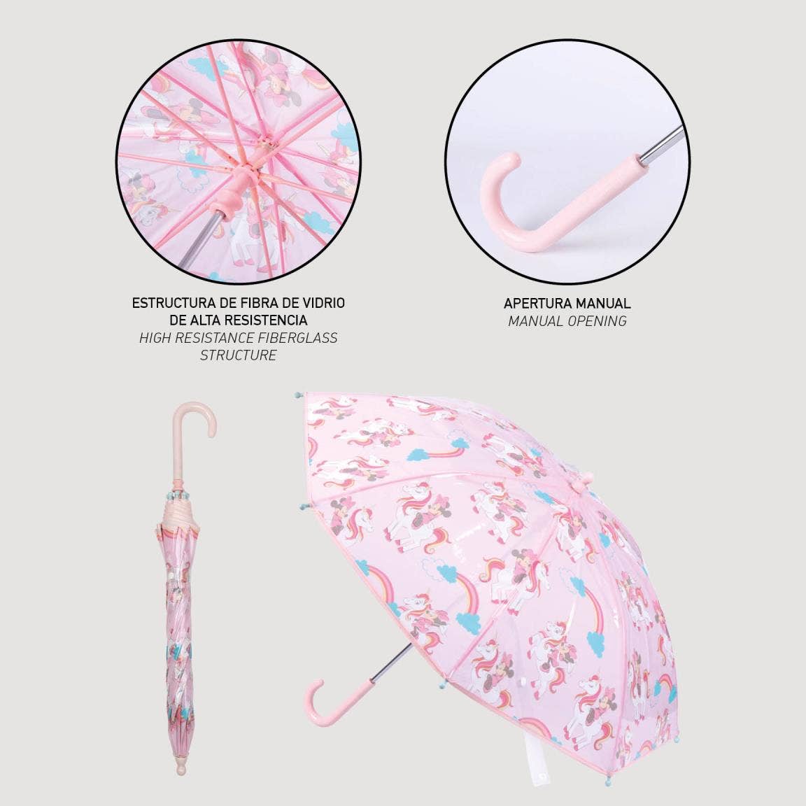 Ombrello manuale Minnie con unicorno