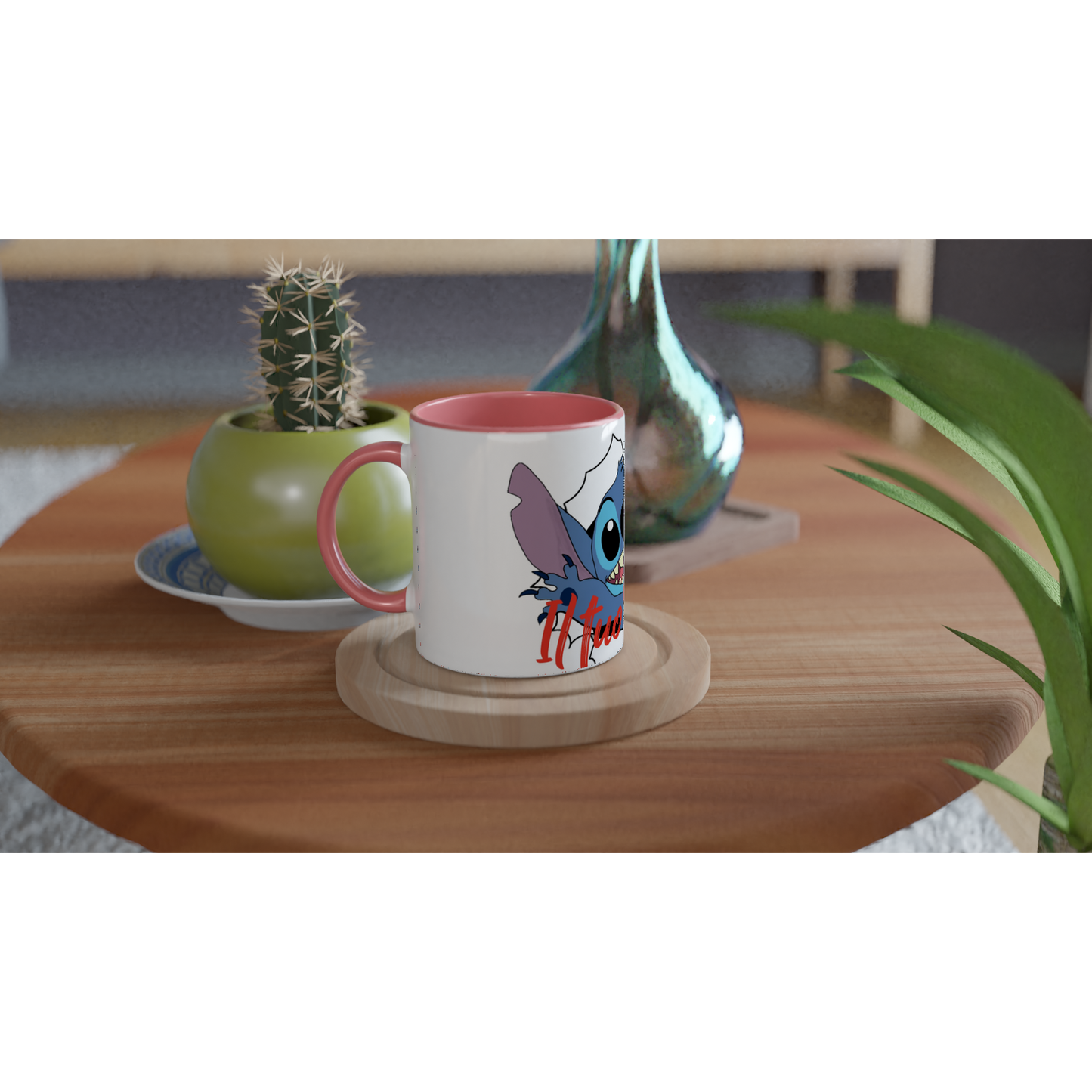 Tazza Stitch in ceramica con interno colorato da 325ml con il tuo nome