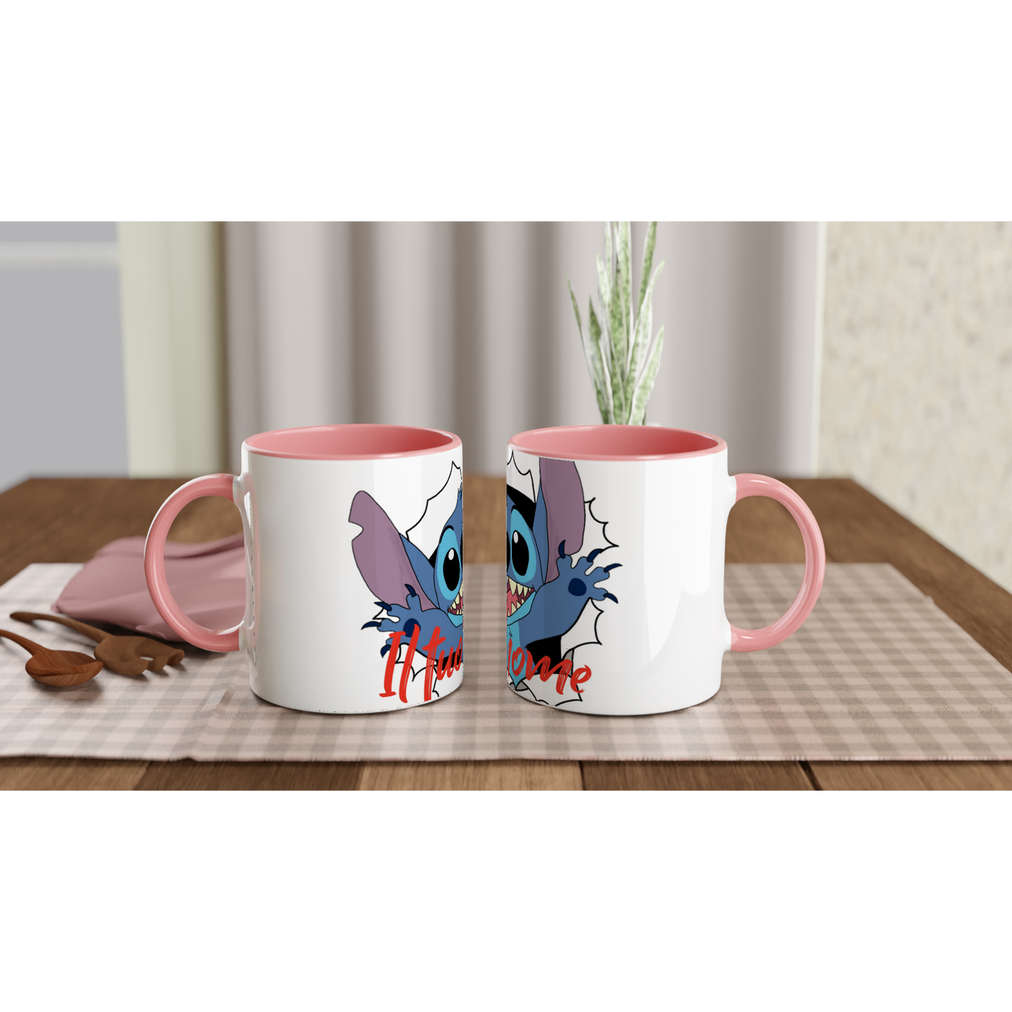 Tazza Stitch in ceramica con interno colorato da 325ml con il tuo nome