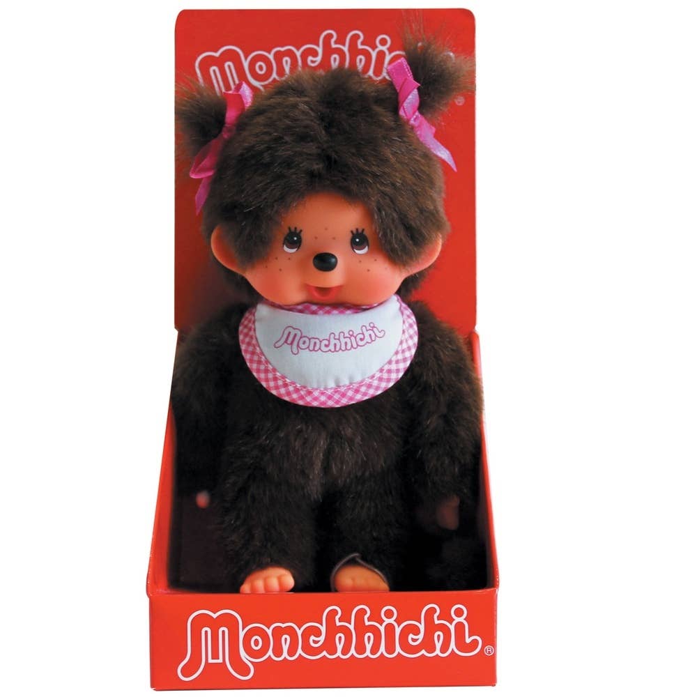 Monchichi in peluche rosa e bianco 20 cm