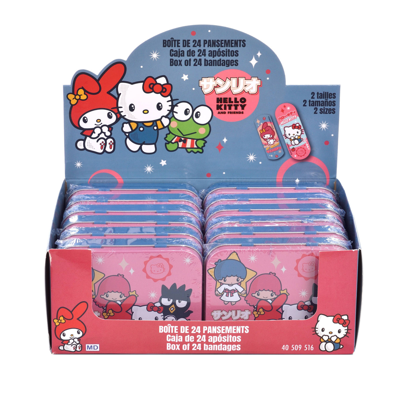 Scatola metallica Hello Kitty & Friends con 24 cerotti