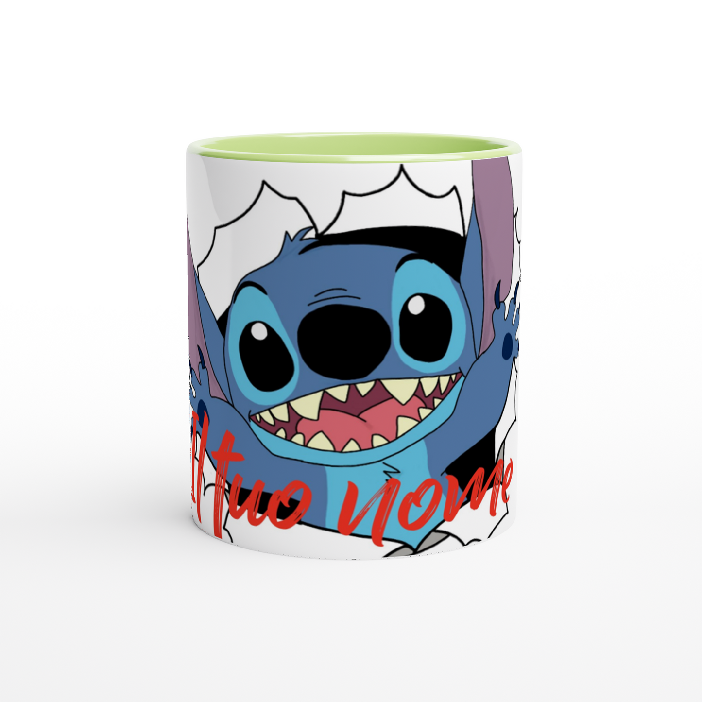 Tazza Stitch in ceramica con interno colorato da 325ml con il tuo nome