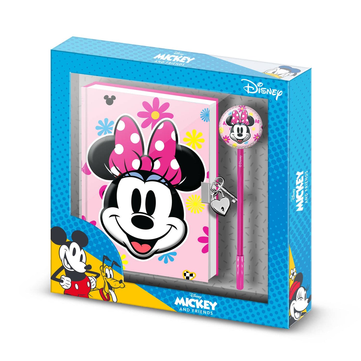 Minni Mouse Floral-Confezione con Agenda a Catena e Penna