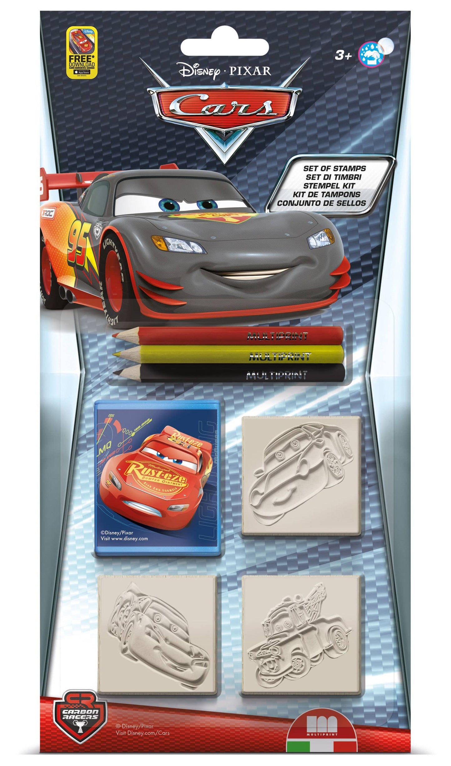Blister con 3 timbri Disney Cars