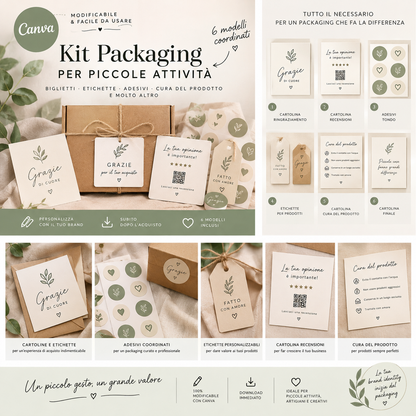 Kit Packaging per Piccole Attività – 6 Modelli Digitali Canva