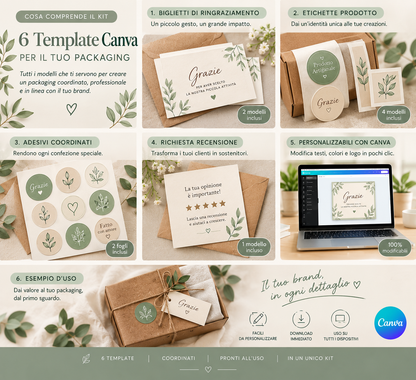 Kit Packaging per Piccole Attività – 6 Modelli Digitali Canva