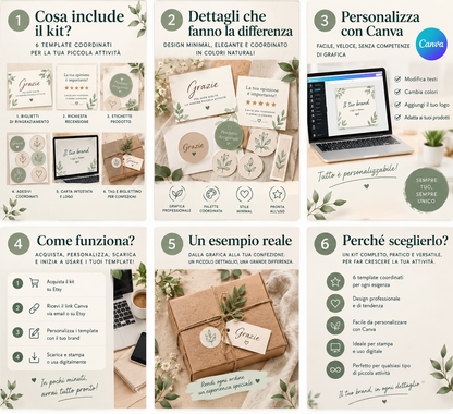 Kit Packaging per Piccole Attività – 6 Modelli Digitali Canva