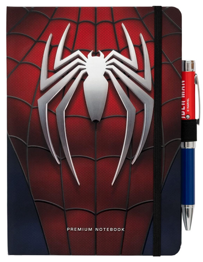 Taccuino A5 Spiderman e Penna - Quaderno Appunti Bullet Journal Puntinato con Penna Proiettore a Pile, Copertina Rigida