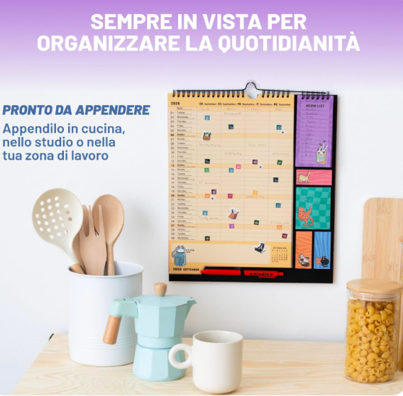 Calendario Famiglia 2027 Meow Meow