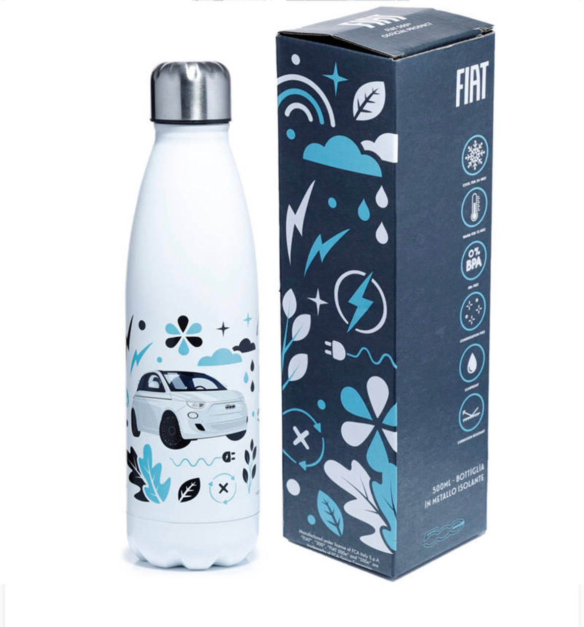 Borraccia termica Fiat 500 bianca da 500 ml
