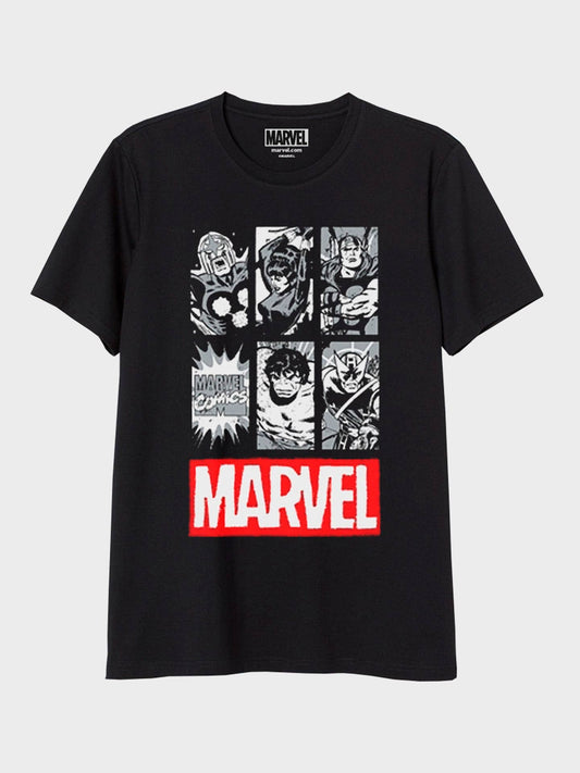 T-shirt nera a maniche corte Marvel