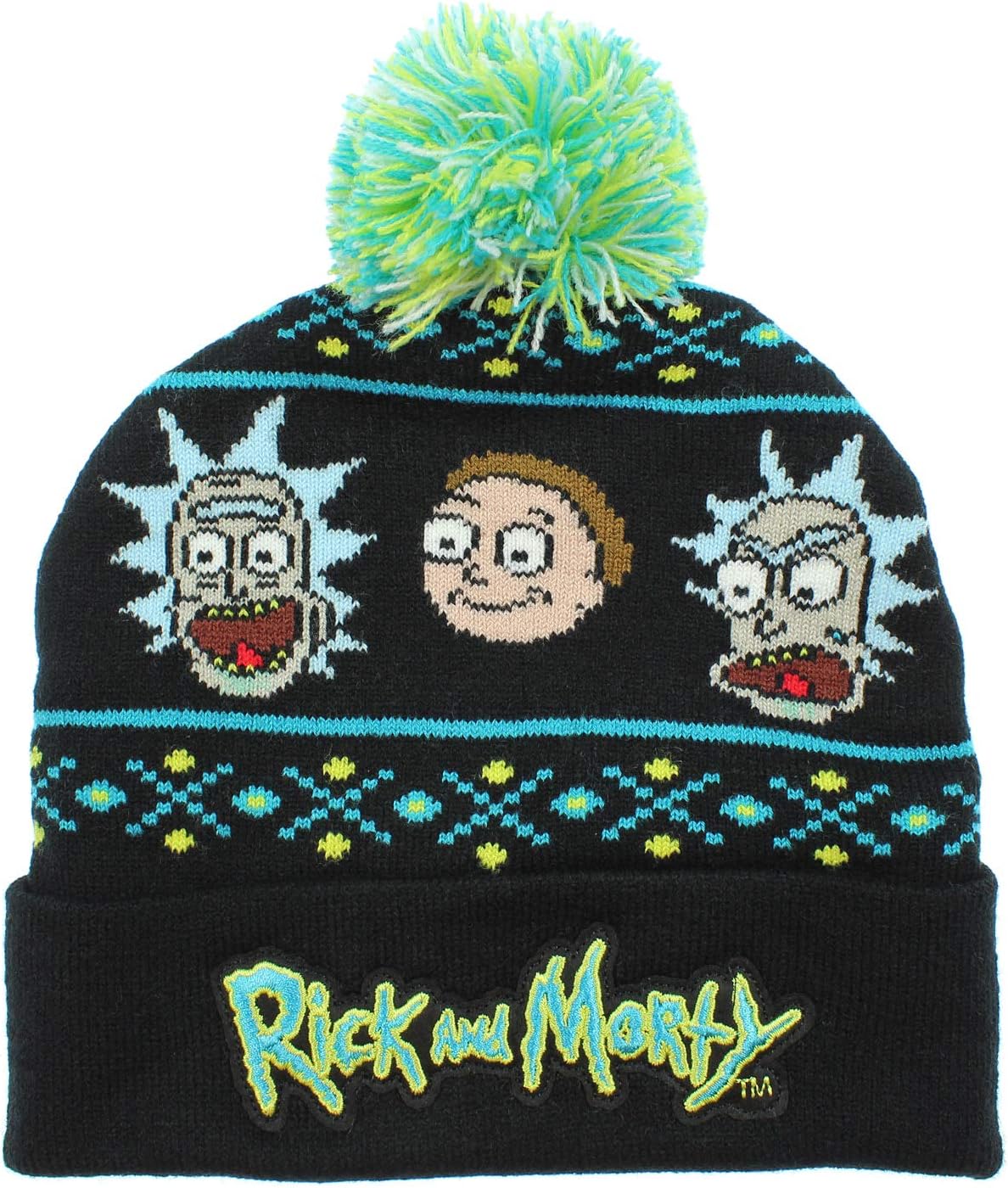 Berretto Rick and Morty con pompon blu e verde