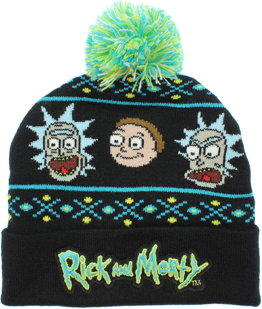 Berretto Rick and Morty con pompon blu e verde