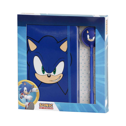 Sega-Sonic Face-Confezione Regalo con Diario e Penna Fashion